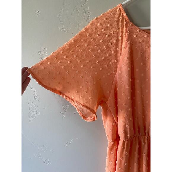 NWT Orange Swiss Dot Midi Dress- size Large - Picture 3 of 9